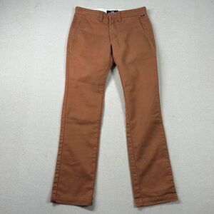 Vans Pants Womens 28R Flat Front Chino Amber Brown Khaki Canvas Skater Grunge